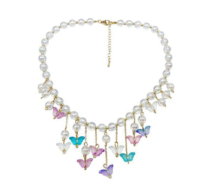 Alloy Fringed Choker Butterfly