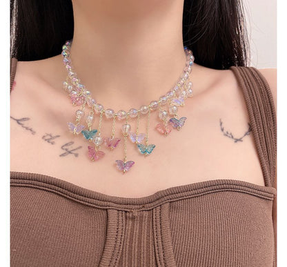 Alloy Fringed Choker Butterfly