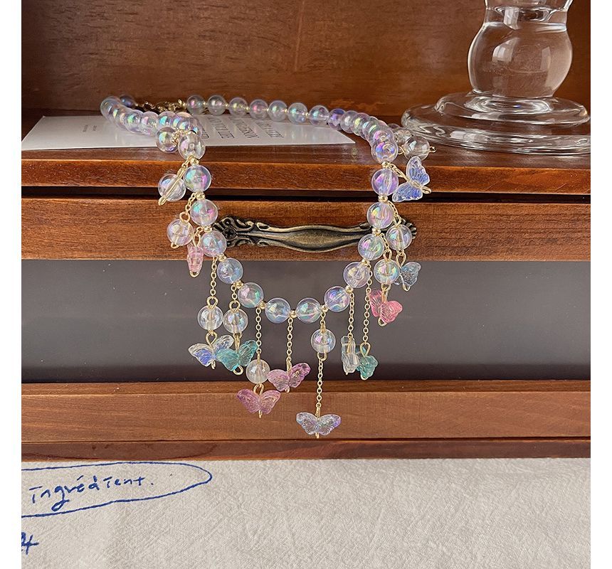 Alloy Fringed Choker Butterfly