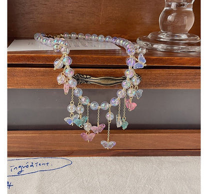 Alloy Fringed Choker Butterfly