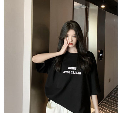 Tee Round Short-Sleeve Lettering Neck