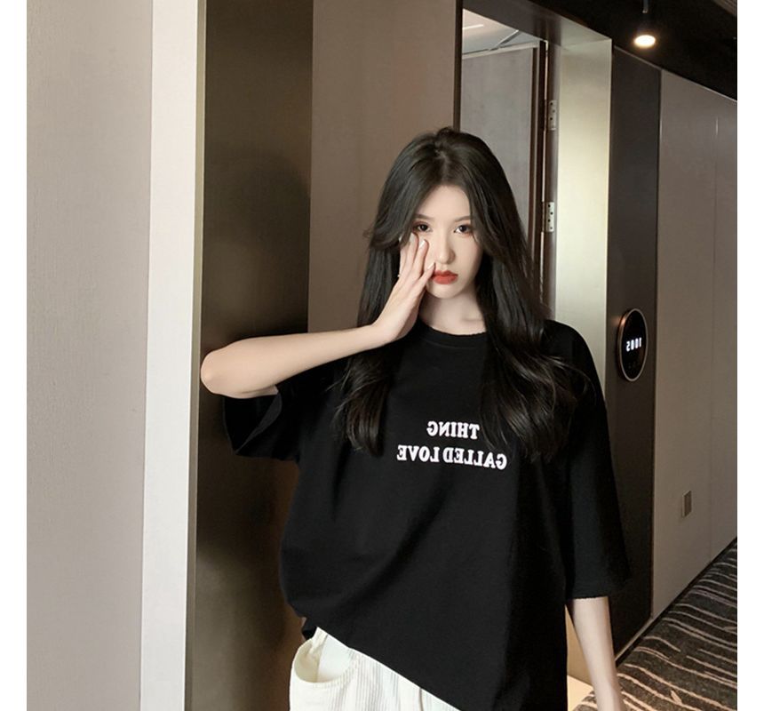 Tee Round Short-Sleeve Lettering Neck