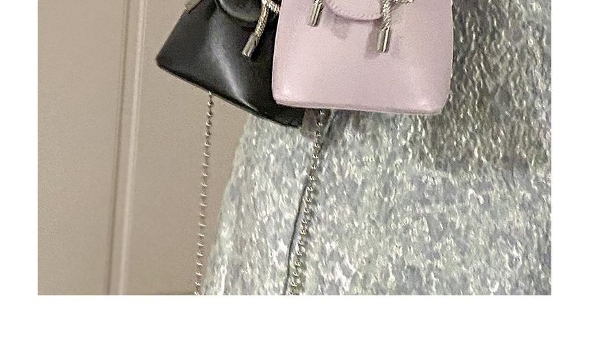 Faux Leather Plain Bow Hand  Bag