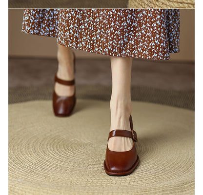 Jane Chunky Mary Plain Heel Pumps