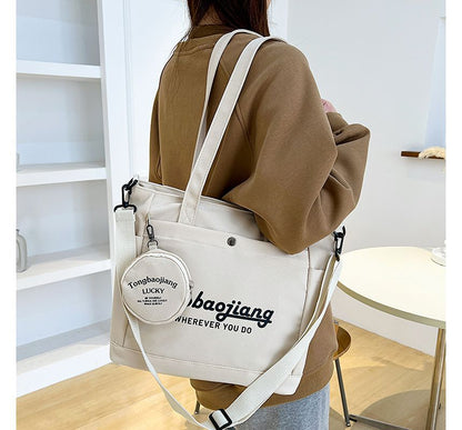 Set: Lettering Canvas Tote Bag + Pouch