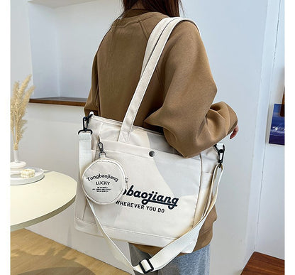 Set: Lettering Canvas Tote Bag + Pouch