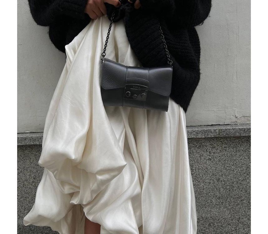 Maxi Waist Plain High A-Line Skirt