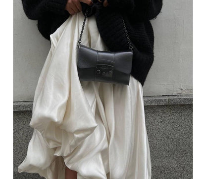 Maxi Waist Plain High A-Line Skirt