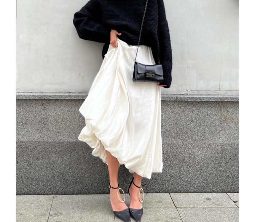 Maxi Waist Plain High A-Line Skirt