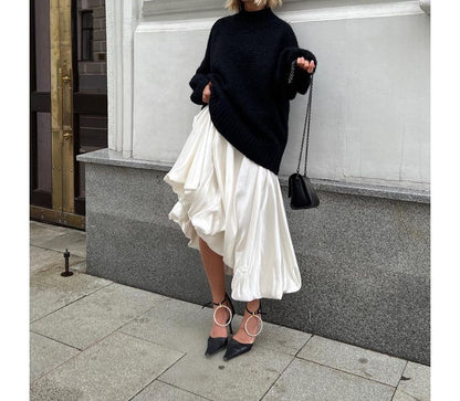 Maxi Waist Plain High A-Line Skirt