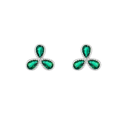 Rhinestone Leaf Stud Earring