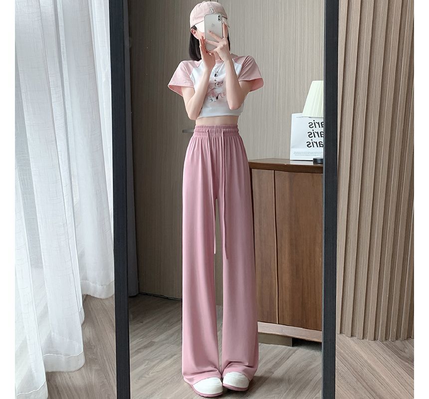 High Waist Plain Wide Leg Sweatpants