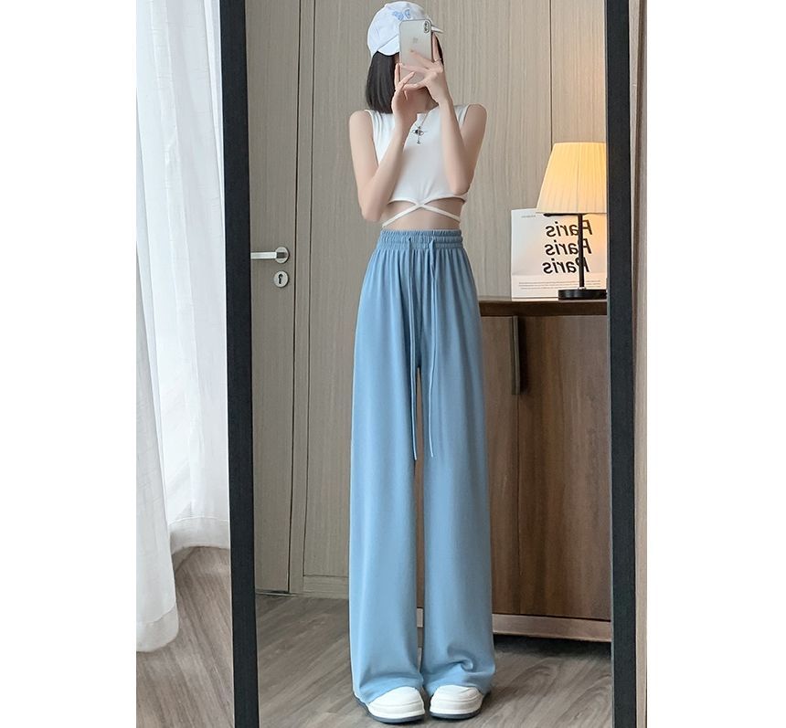 High Waist Plain Wide Leg Sweatpants