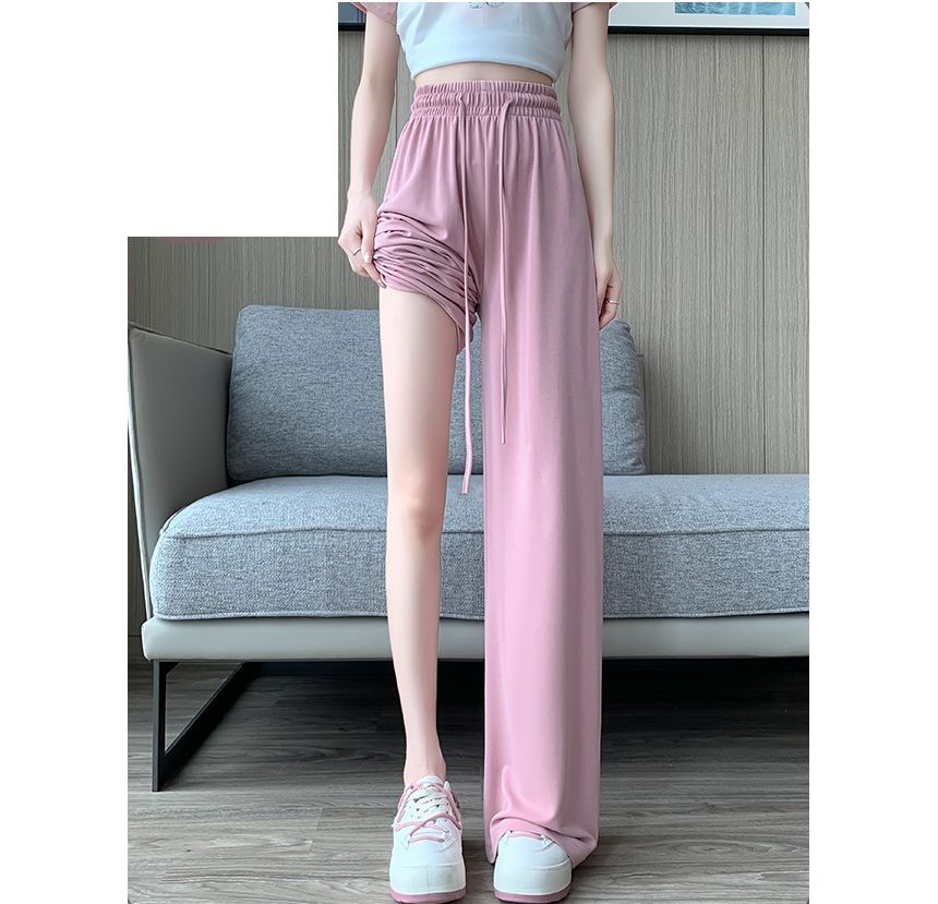 High Waist Plain Wide Leg Sweatpants