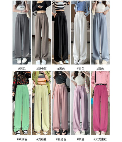 High Rise Plain Wide Leg Suit Pants