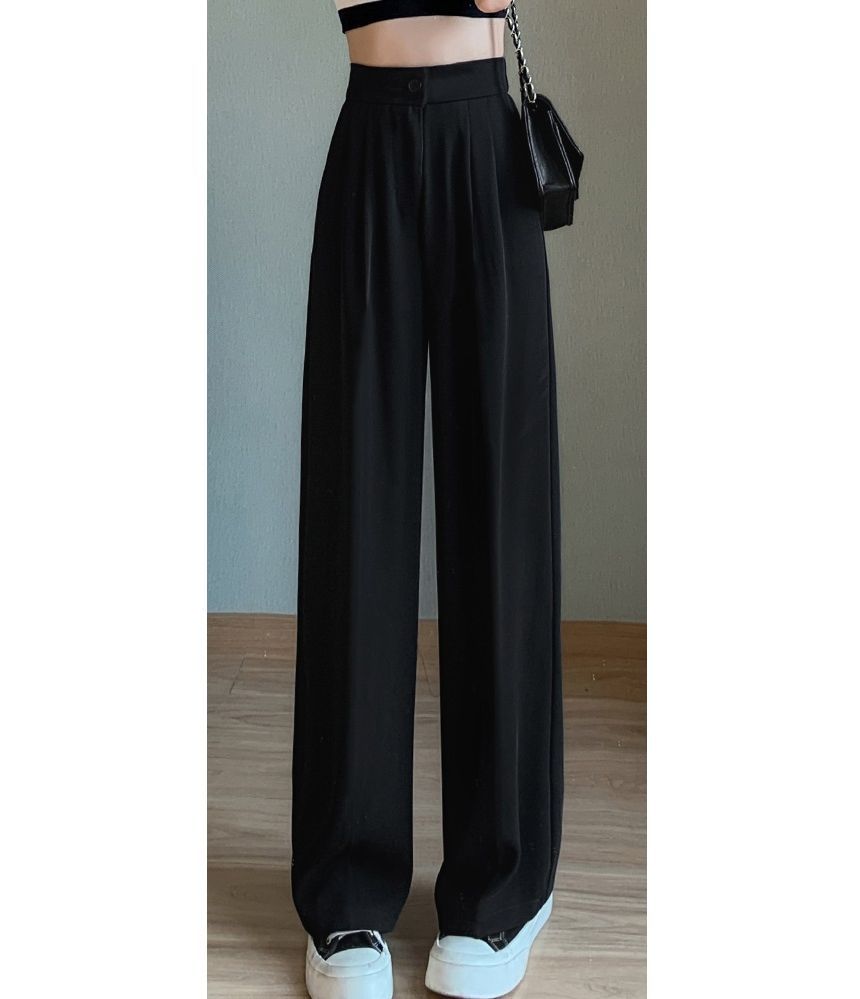 High Rise Plain Wide Leg Suit Pants