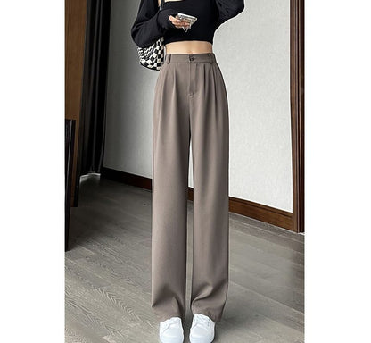 High Rise Plain Wide Leg Suit Pants