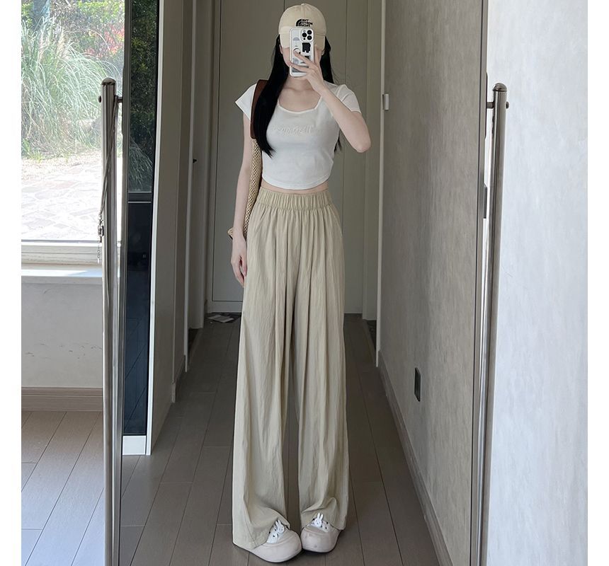 High Waist Plain Wide Leg Suit Pants