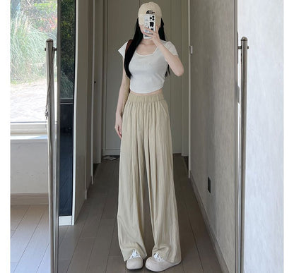 High Waist Plain Wide Leg Suit Pants