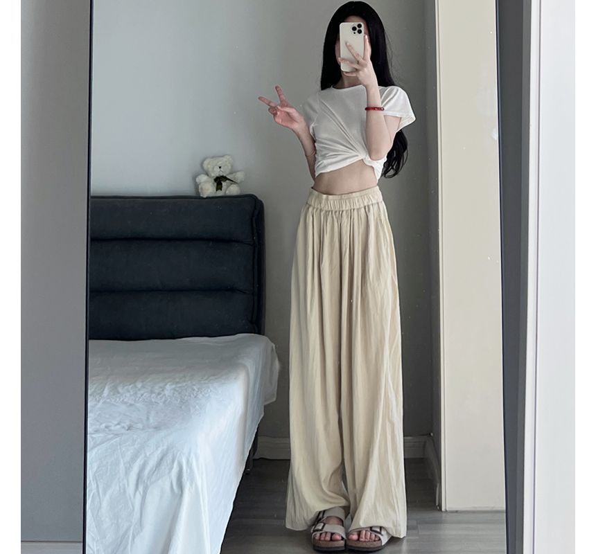 High Waist Plain Wide Leg Suit Pants