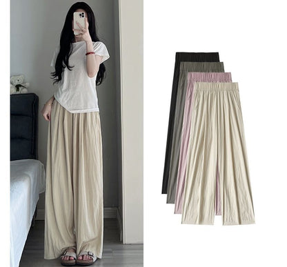 High Waist Plain Wide Leg Suit Pants