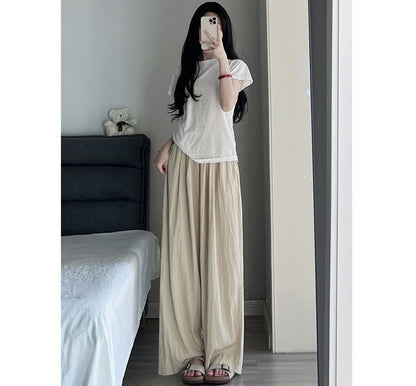 High Waist Plain Wide Leg Suit Pants