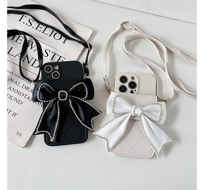 Embellished Card Holder Phone Case - iPhone 14 Pro Max / 14 Pro / 14 Max / 14 / 13 Pro Max / 13 Pro / 13 / 13 mini / 12 Pro Max / 12 Pro / 12 / 12 mini / 11 Pro Max / 11 Pro / 11 / SE / XS Max / XS / XR / X / 8 / 8 Plus / 7 / 7 Plus