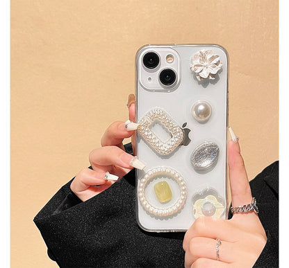 Embellished Transparent Phone Case - iPhone 14 Pro Max / 14 Pro / 14 Max / 14 / 13 Pro Max / 13 Pro / 13 / 13 mini / 12 Pro Max / 12 Pro / 12 / 12 mini / 11 Pro Max / 11 Pro / 11 / SE / XS Max / XS / XR / X / 8 / 8 Plus / 7 / 7 Plus