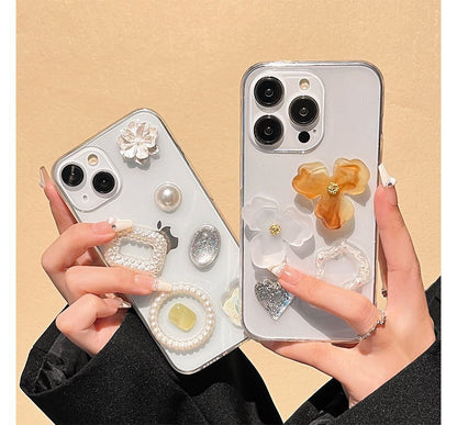 Embellished Transparent Phone Case - iPhone 14 Pro Max / 14 Pro / 14 Max / 14 / 13 Pro Max / 13 Pro / 13 / 13 mini / 12 Pro Max / 12 Pro / 12 / 12 mini / 11 Pro Max / 11 Pro / 11 / SE / XS Max / XS / XR / X / 8 / 8 Plus / 7 / 7 Plus