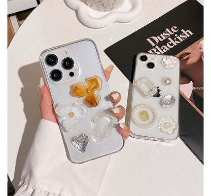 Embellished Transparent Phone Case - iPhone 14 Pro Max / 14 Pro / 14 Max / 14 / 13 Pro Max / 13 Pro / 13 / 13 mini / 12 Pro Max / 12 Pro / 12 / 12 mini / 11 Pro Max / 11 Pro / 11 / SE / XS Max / XS / XR / X / 8 / 8 Plus / 7 / 7 Plus