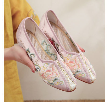 Floral Embroidered Pumps Satin