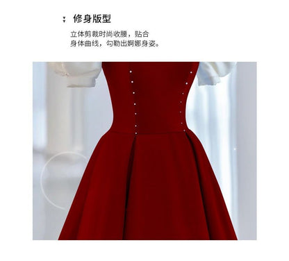 Bow Puff-Sleeve Tone A-Line Evening Two Gown