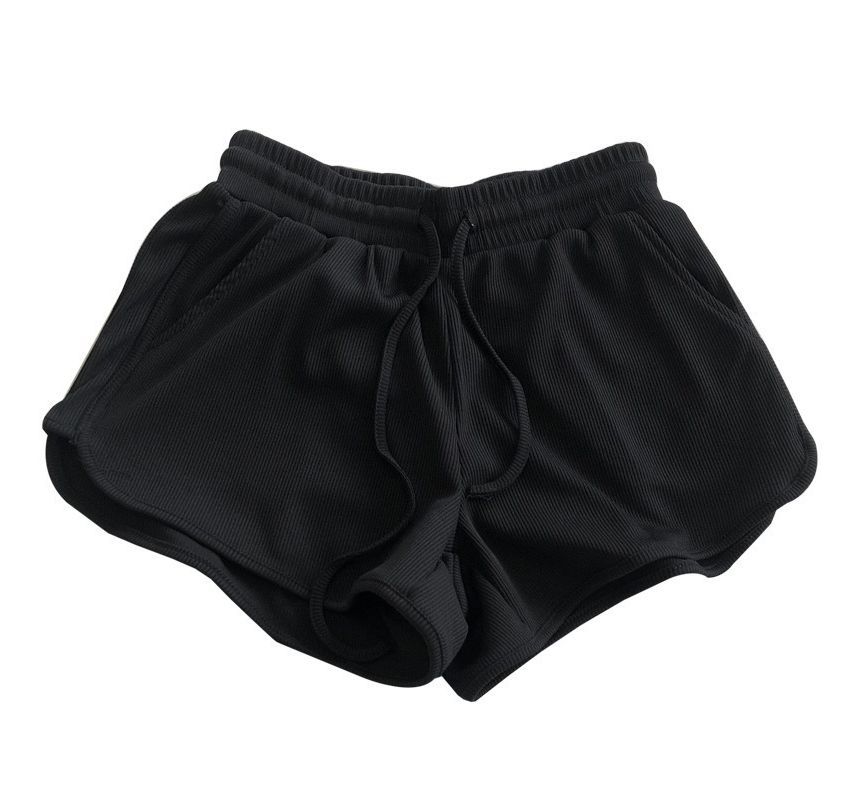 Sweat Waist Plain Drawstring Shorts