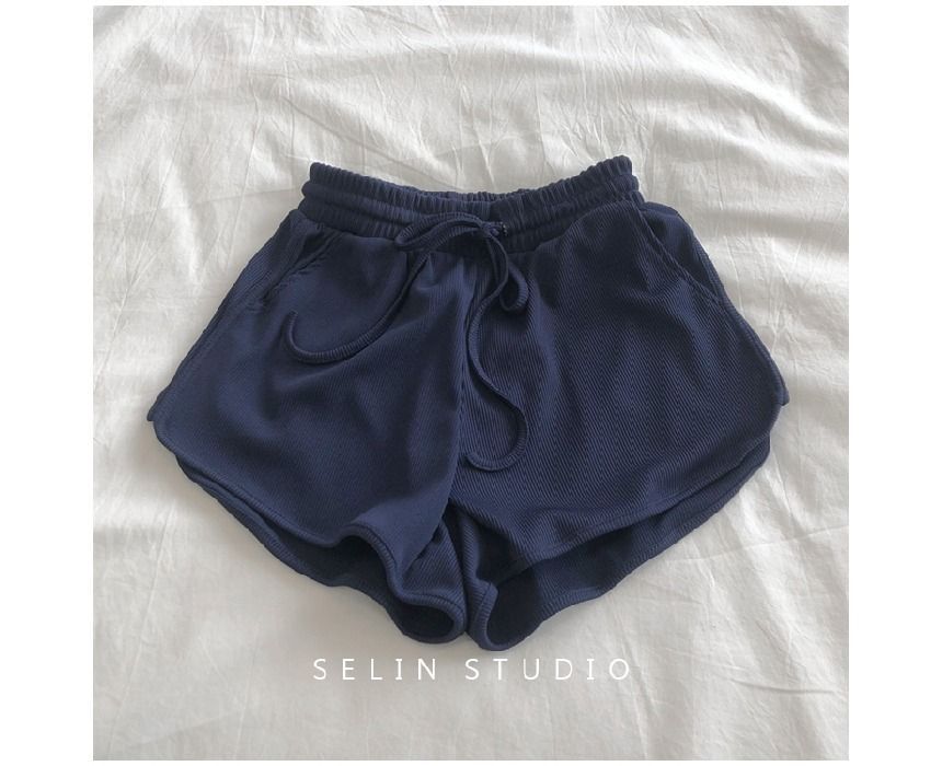 Sweat Waist Plain Drawstring Shorts