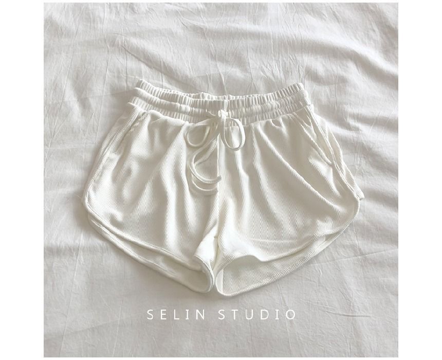 Sweat Waist Plain Drawstring Shorts