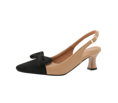 Pointed Cap Toe Slingback Kitten Heel Sandals