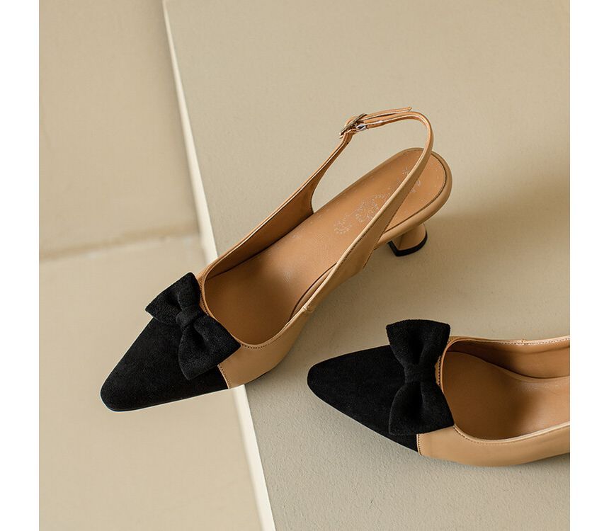 Cap Sandals Pointed Toe Heel Kitten Slingback