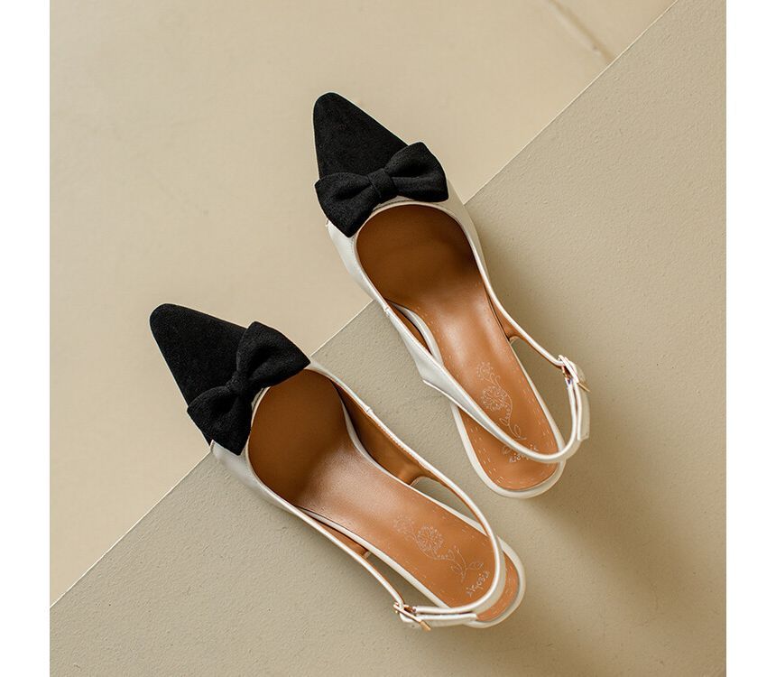 Cap Sandals Pointed Toe Heel Kitten Slingback