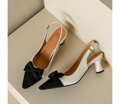 Cap Sandals Pointed Toe Heel Kitten Slingback