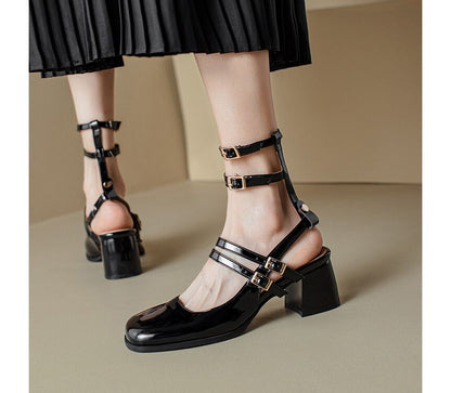 Block Heel Plain Sandals