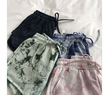 Waist Dye Hot Pants Tie Drawstring