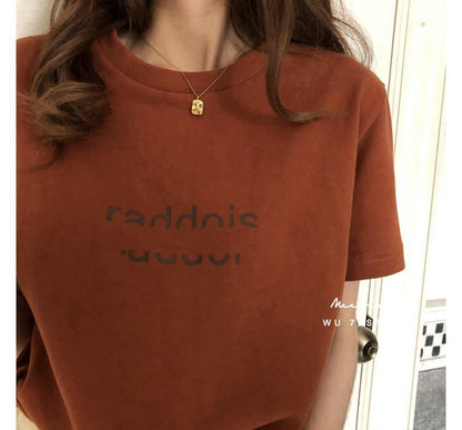 Crew Short-Sleeve Neck Lettering T-Shirt