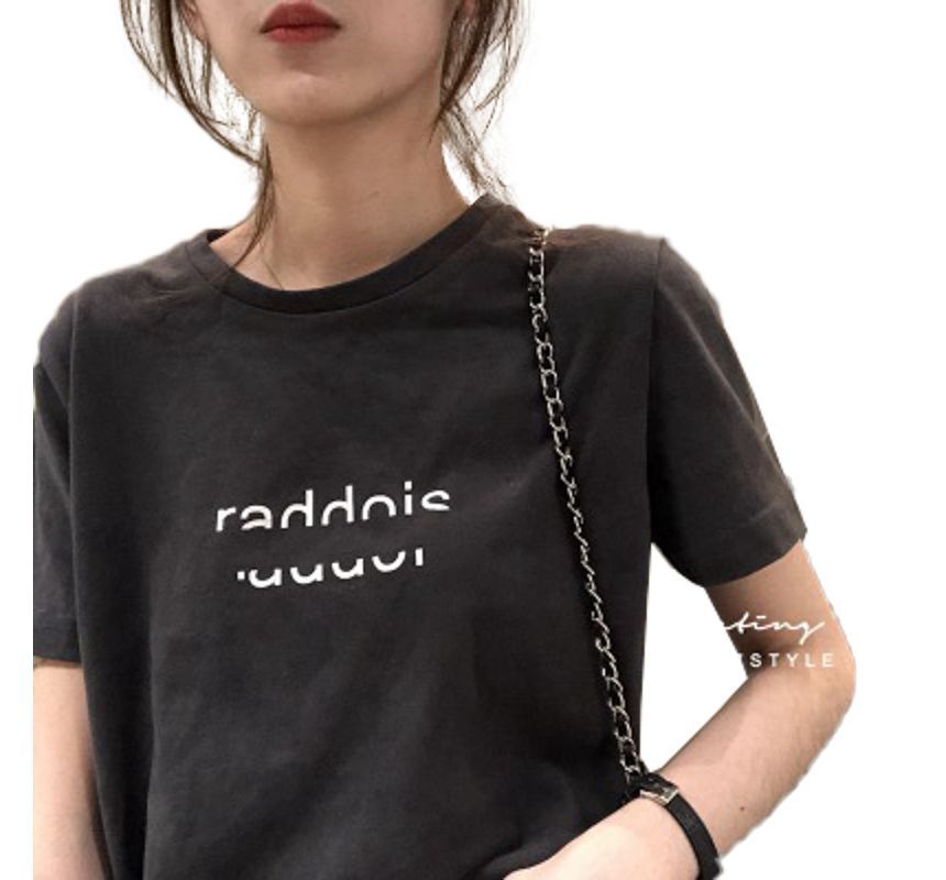 Crew Short-Sleeve Neck Lettering T-Shirt