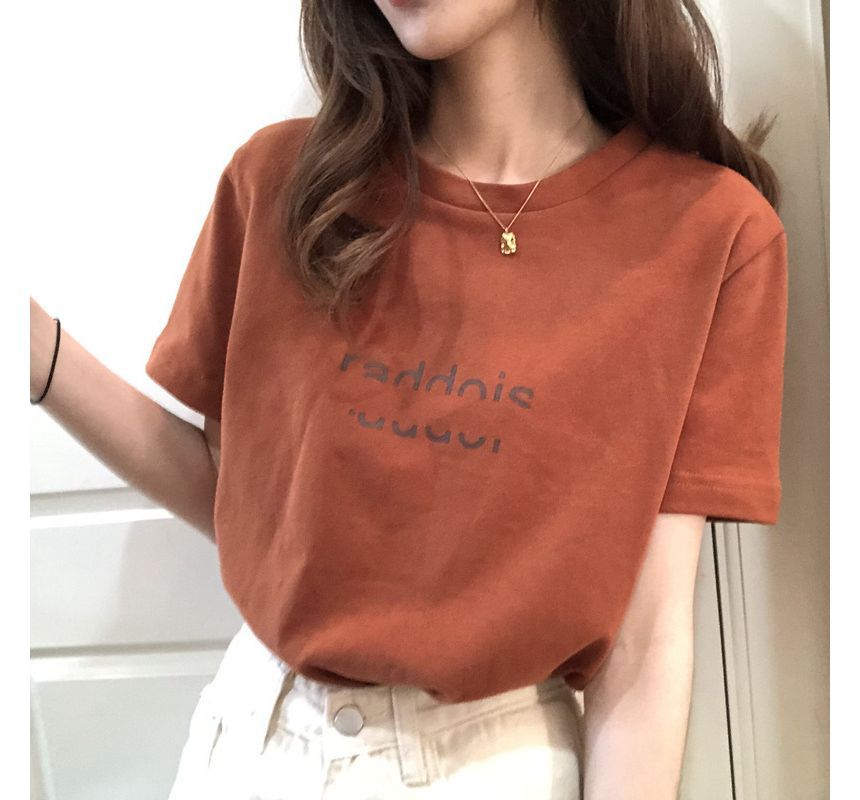 Crew Short-Sleeve Neck Lettering T-Shirt