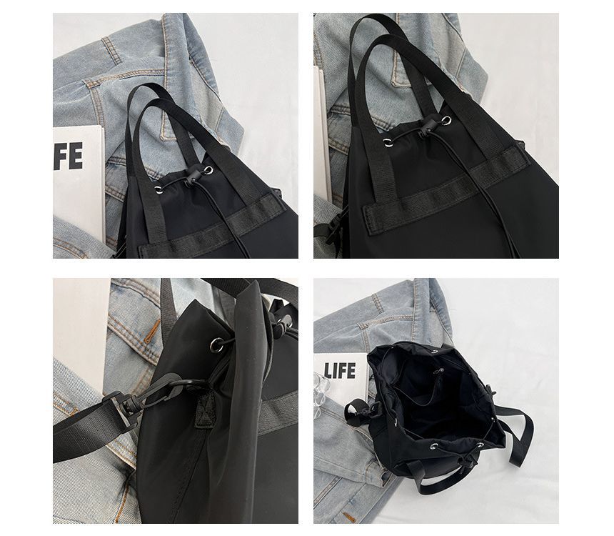 Plain Drawstring Bucket Bag