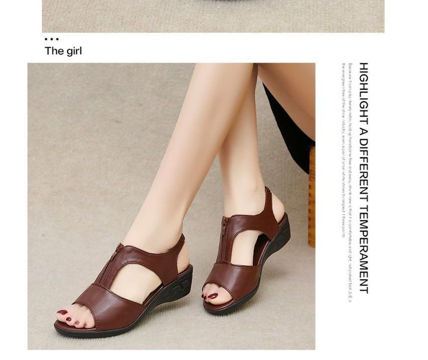 Wedge Plain Sandals Heel