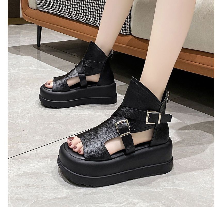 Peep Top Toe Sandals Platform High