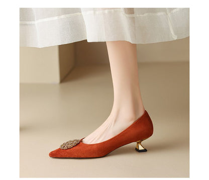 Pointed Kitten-Heel Rhinestone Pumps