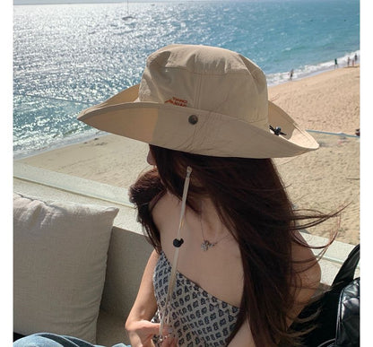 Lettering Hat Sun Embroidered