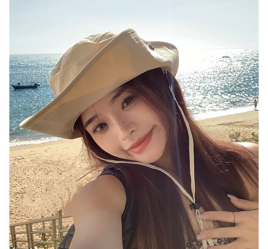 Lettering Hat Sun Embroidered